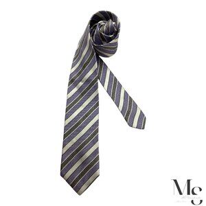 BOSS HUGO BOSS XL Purple & Gray Striped Silk Tie Made In Italy W:3" EX COND